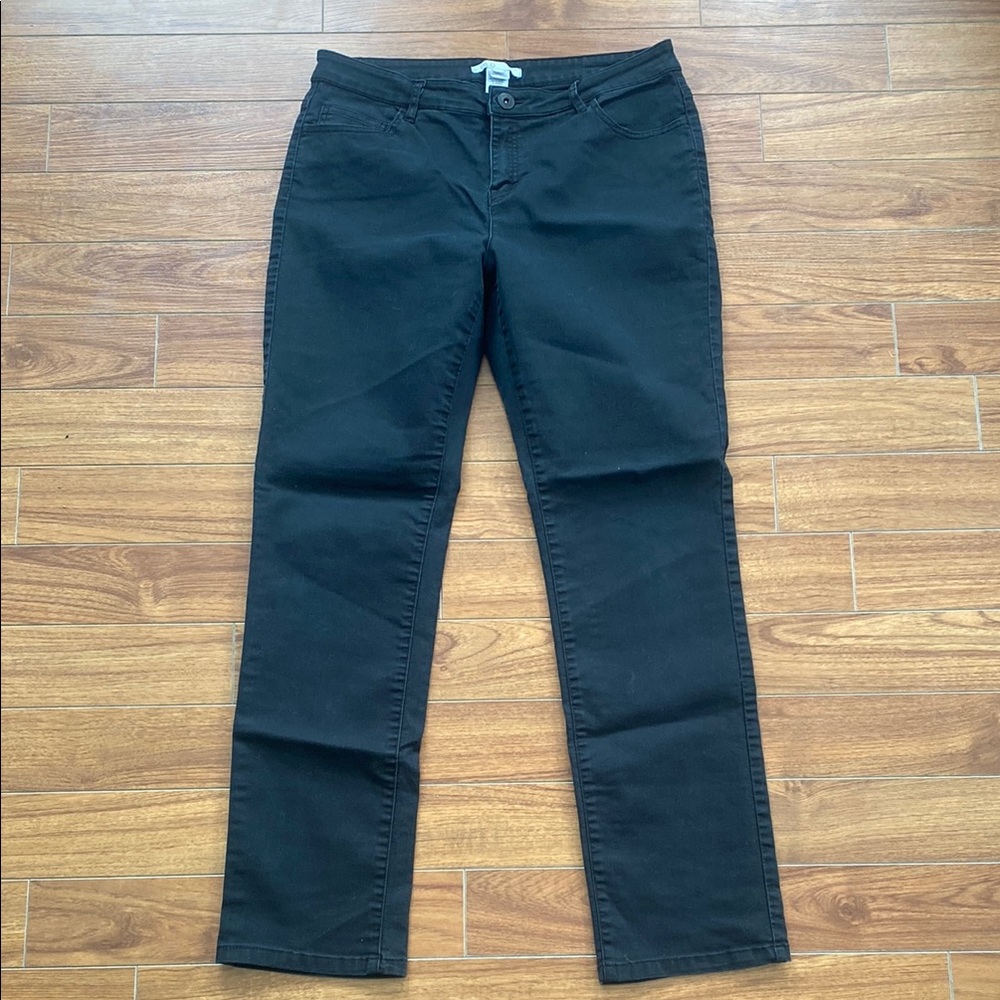 Black Size 12 Straight-Leg Pants